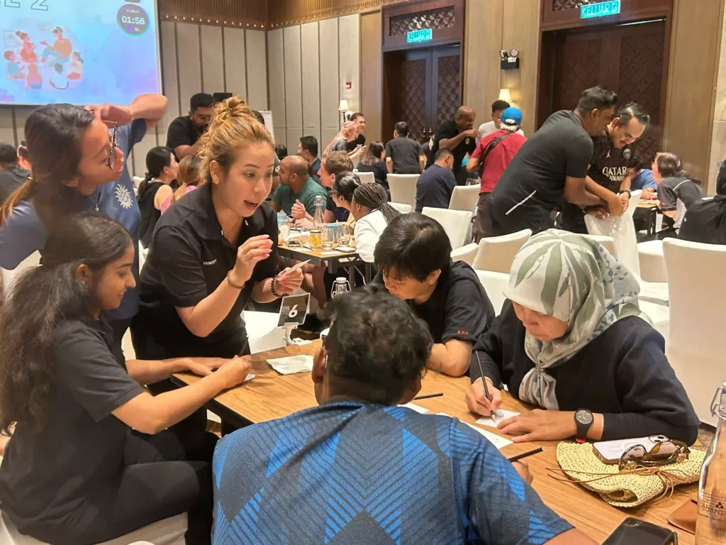 team building activities Organized by Vision building， members are Communicate to share own ideal with each other